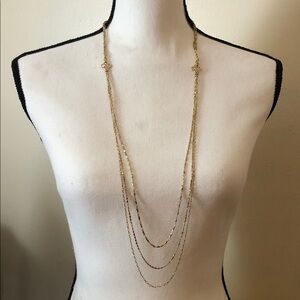 Stella & Dot Libby Layering Gold Triple Strand Necklace